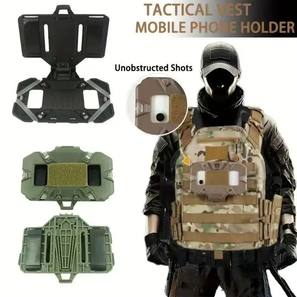 Mobile Tech Accessories - Tactische MOLLE Vest Telefoonhouder Opvouwbare Borstbevestiging