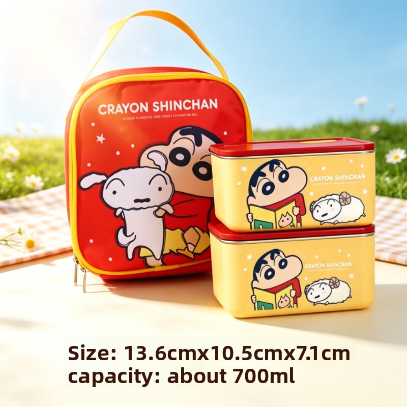 Kawaii Tech Accessories - Crayon Shin-chan Cartoon RVS Geïsoleerde Lunchbox